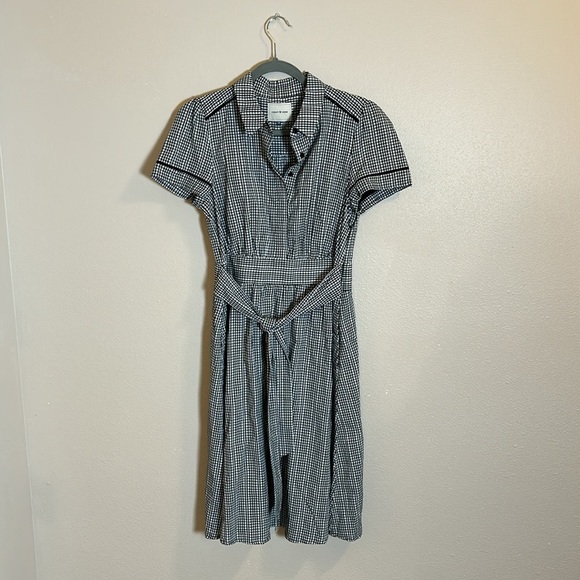 COURT & ROWE Gingham Midi Dress‎ Short Sleeves Black and White Picnic Check - Picture 3 of 14